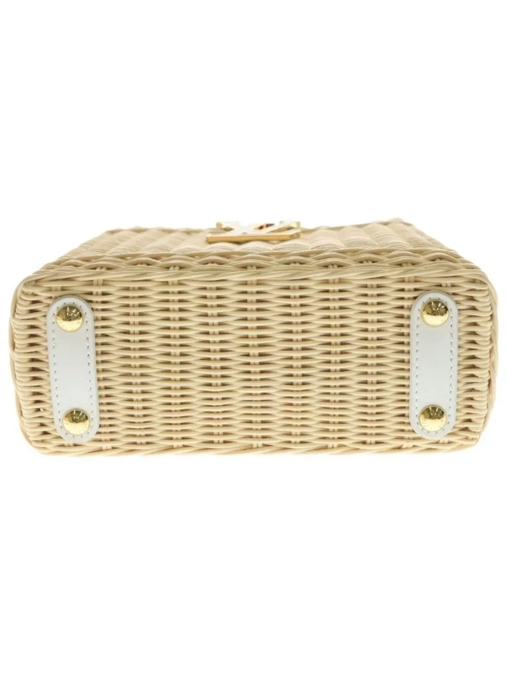Louis Vuitton Capucines Mini Shoulder Bag Rattan Cowhide Leather Snow White